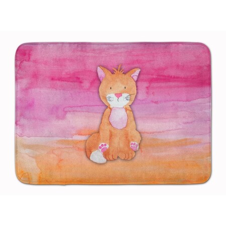 Carolines Treasures Orange Cat Watercolor Machine Washable Memory Foam Mat BB7354RUG